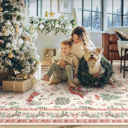 Lahome Christmas 5x7 Rugs for Living Room, Christmas Tree Santa Claus Soft - Image 5