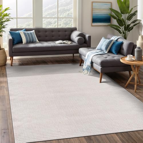 Beverly Rug Easy Jute Off White Rug 6x9 Solid Washable Durable Outdoor Indoor by BeverlyRug