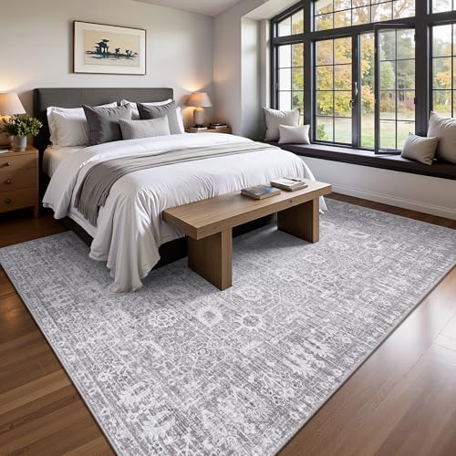 5x7 Area Rugs, Washable Vintage Retro Floral Rug - Image 3