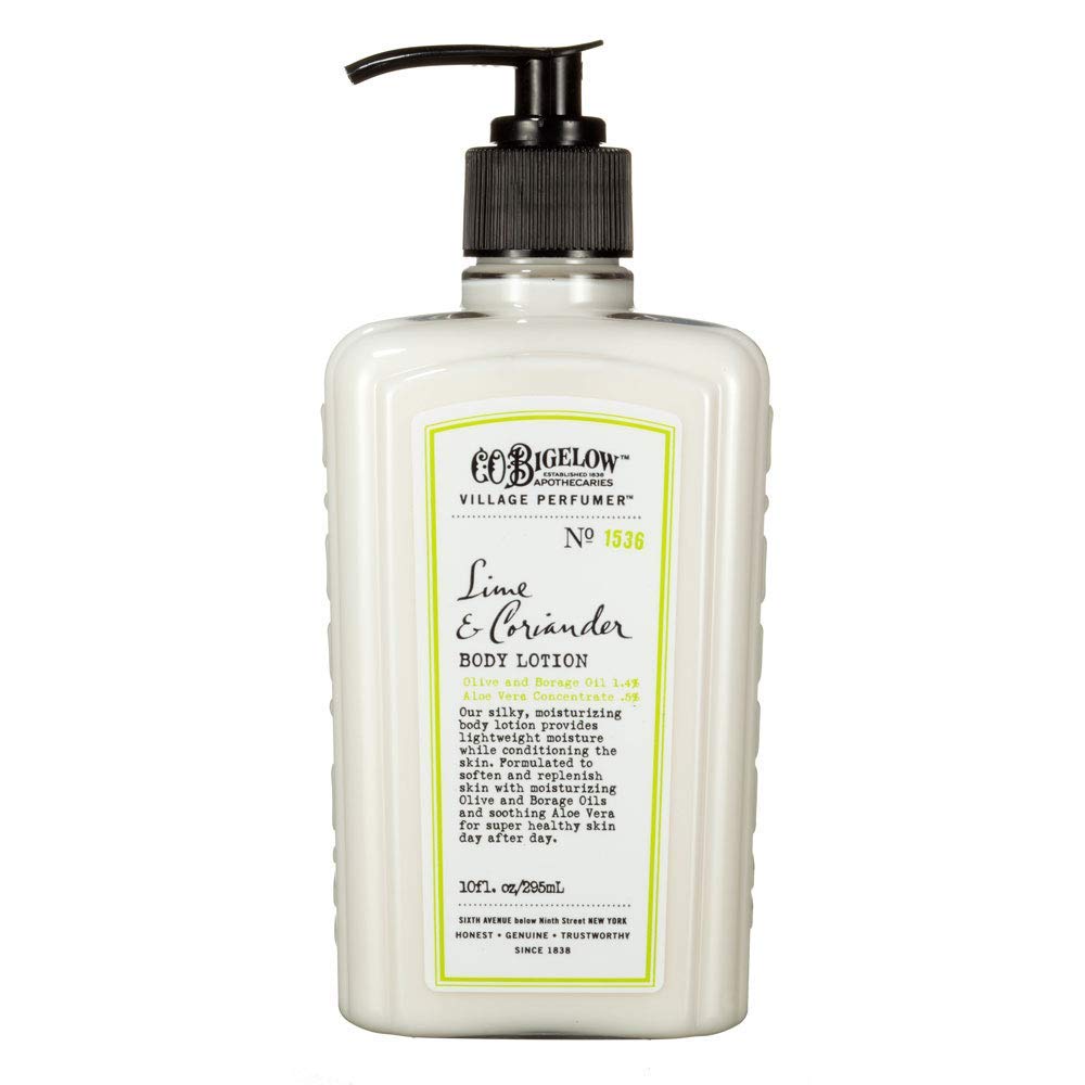 C.O. Bigelow Lime Coriander Body Lotion, Village Perfumer Moisturizing Body Lotion with Aloe Vera, Borage Oil & Olive Oil, 10 Fl Oz