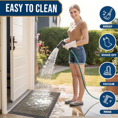 Smiry Front Door Mat Outside Entrance, Low Profile Rubber Doormat - Image 6