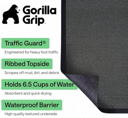 GORILLA GRIP Traffic Guard Indoor Outdoor Heavy Duty Door Mat, 47x35 Gray - Image 2
