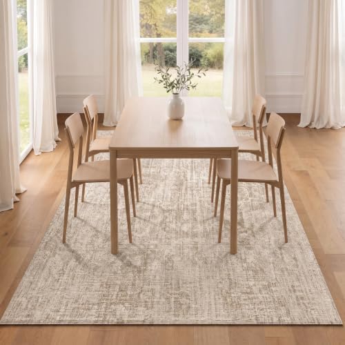 RUGIXE 5x7 ft Beige Washable Area Rug - Image 3
