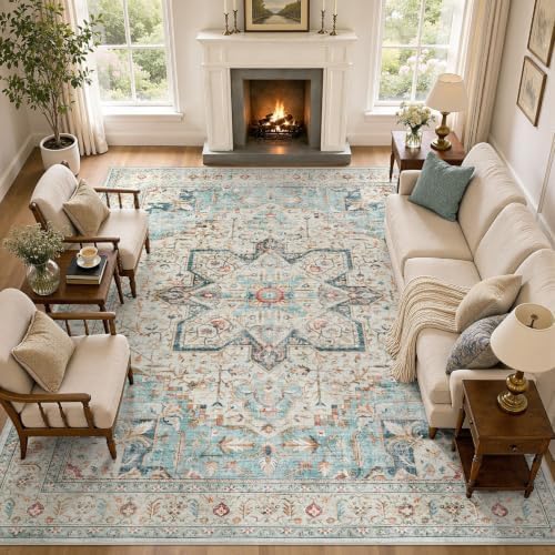 Tortania Area Rug 10x12 Living Room Rug Washable Soft Multi by Tortania