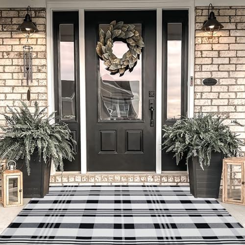 Fall Décor Plaid Rug, Layering Rug by BOTTA