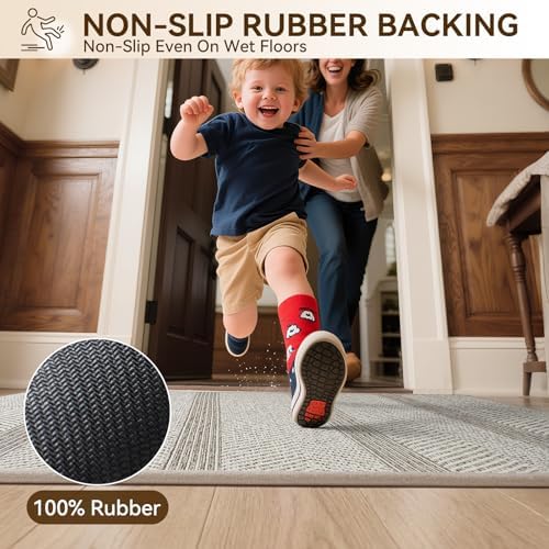 Indoor Door Mat Thin Low Profile Entryway Mats Brown 24"x35" - Image 5
