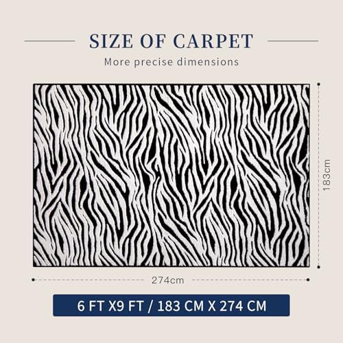 YIHOUSE 6×9 Ft Area Rugs, Washable Plush Soft Zebra Print Carpet, Non-Slip - Image 2