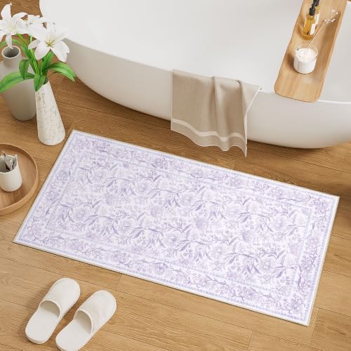 DUKINO 2x4 Rug, Washable Vintage Floral Entryway Rug Non Slip - Image 3