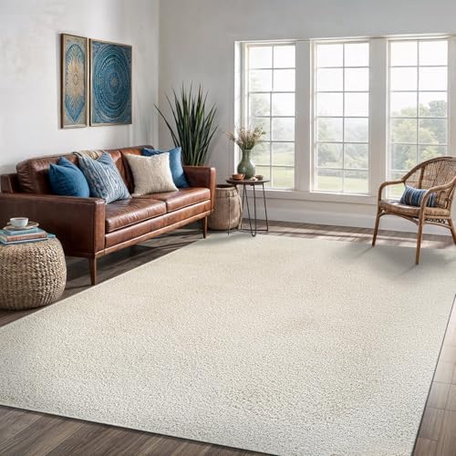 Area Rug 5x7 Bone Washable Indoor Rug Solid Non Slip Easy to Clean Non Shedding - Image 5