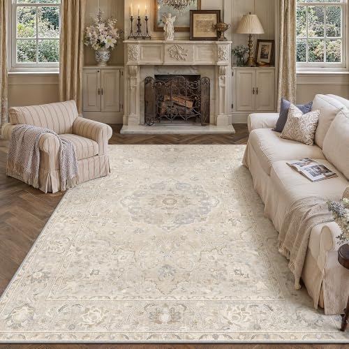 9x12 Beige Area Rug Vintage Carpet by WondRg