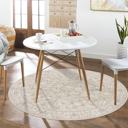 SIILOOM Washable 6ft Circle Round Rug, 6x6 Non-Slip Soft Circular Area Rugs - Image 3