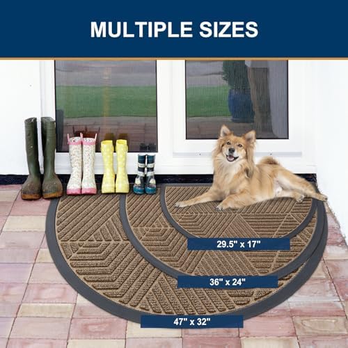 Smiry Half Circle Front Door Mat Outside Entrance, Rubber Doormat - Image 2