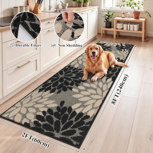 HEBE Washable Hallway Runner Rug 2x8, High-Low Textured Kitchen Rug Runner - Image 2