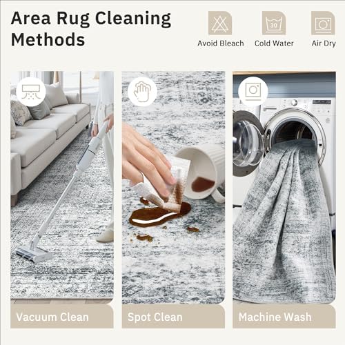 Soalmost 12x15 Washable Area Rugs Soft Living Room Rug Abstract Grey - Image 6
