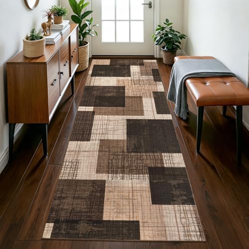 Washable 2x6 Runner Rug for Hallway Kitchen Bedroom, Chocolate Brown - Image 5