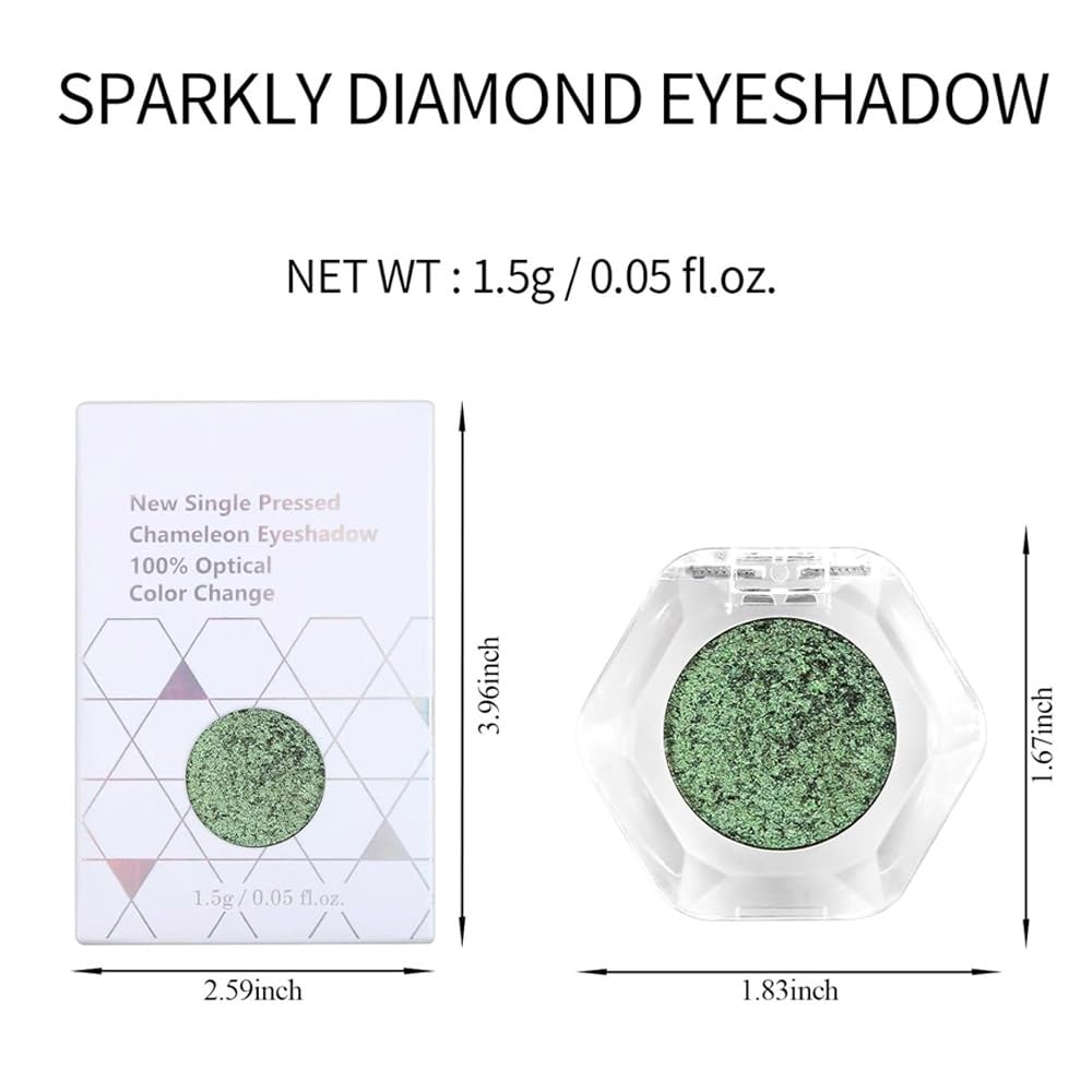 evpct Green Teal Shimmery Eyeshadow Palette, Teal Glitter Loose High Pigment Shimmer Metallic Rainbow Eyeshadow Makeup Pallet, Green Holographic Multichrome Eyes Highlighter 10#
