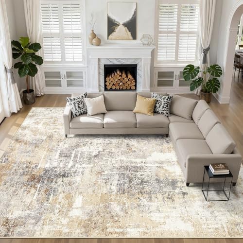 LOONGRUG 12x15 Area Rug Washable Large Neutral Modern Living Room Rugs by LOONGRUG