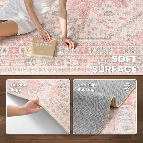 zesthome Pink Rugs for Bedroom-4x6 Area Rug for Entryway, Girls Room - Image 6