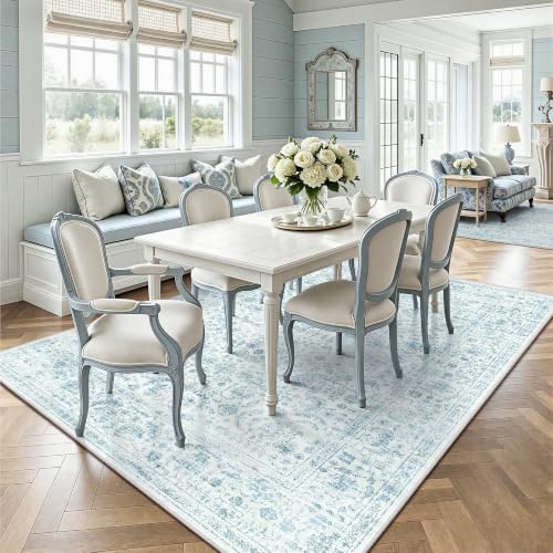6x9 Area Rugs, Washable Vintage Retro Floral Rug - Image 4
