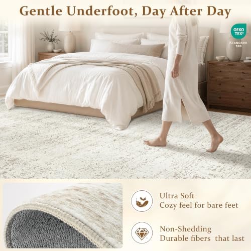 Aelenmu 5x7 Area Rugs for Living Room Beige Cream Neutral Washable - Image 4