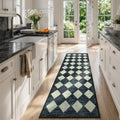 Checkered Kitchen Runner Rug 2x6 Black, Non Slip Washable Hallway Bathroom by Lahome