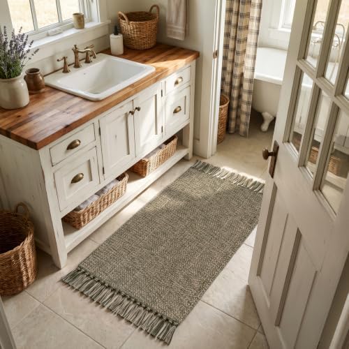 Collive Boho Moss Green Kitchen Runner Rug - Image 3