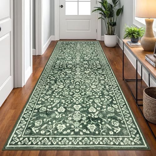 Washable Vintage 3x8 Runner Rug Non Slip Runners by SILOLOOM