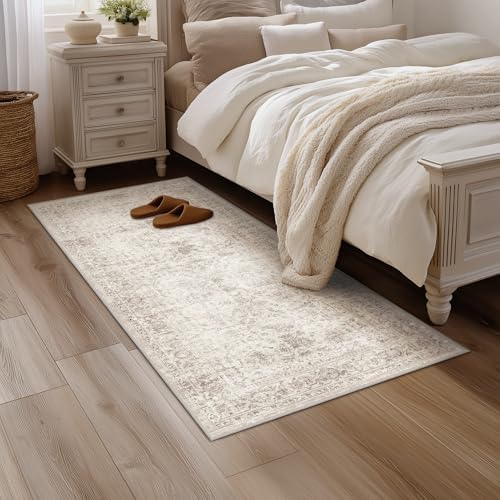 FMFUNCTEX 2x6 Hallway Runner Rug Washable Beige Neutral Vintage Traditional - Image 3
