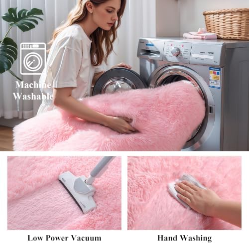 KCHOWUA Pink Fluffy Fuzzy Rug 2x3 - Image 5