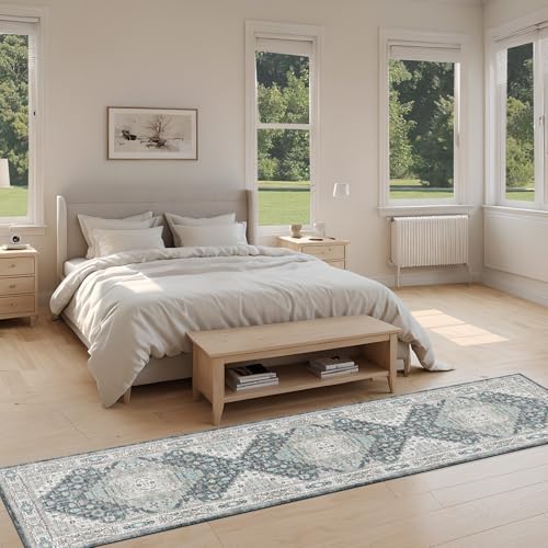 2x8 Washable Runner Hallway Rug Blue Beige Multi - Image 5