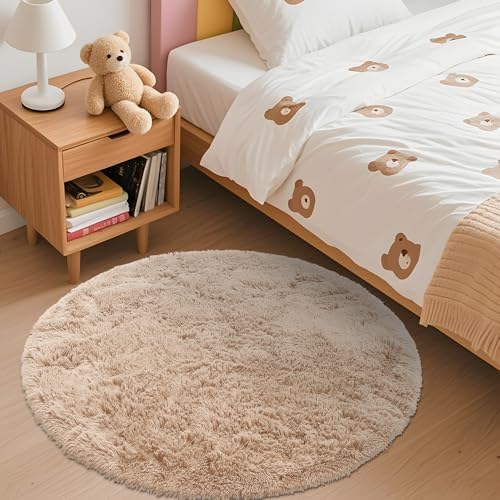 OLANLY Beige Round Rugs for Bedroom - Image 3