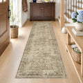 FMFUNCTEX 2x8 Hallway Runner Rug Washable Brown Neutral Vintage Distressed by Fmfunctex