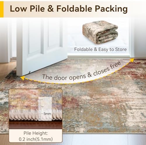 RELEANY Washable Runner 2'6"x8' Abstract Area Rug - Image 4