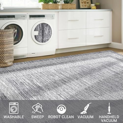 GarveeHome 10x13 Large Washable Area Rug Grey Non Slip Non Shedding Carpet - Image 6