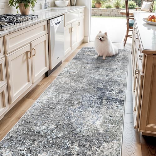 4x9 Wide Runner Rug for Hallway, Washable Non Slip Long Kitchen Rug, Soft Low by BYYVOORugsforYourHome
