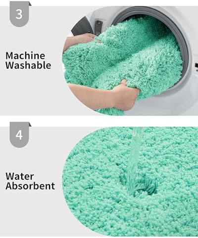 Disolla Mint Green Bathroom Rugs 17x24, Non-Slip Plush Small Bath Mat - Image 5