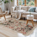 3x5 Rug Washable Runner for Entryway: Floral Scalloped Soft Area Rug Brown by BYYVOORugsforYourHome