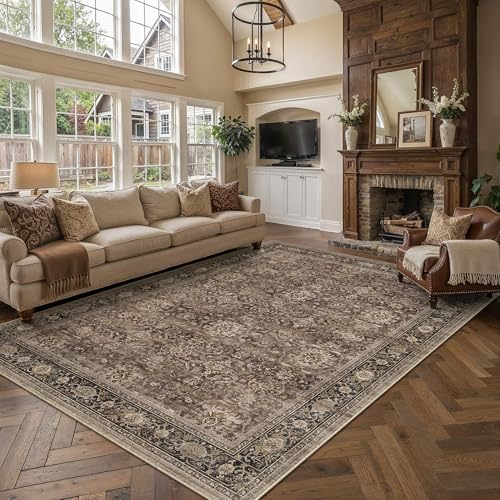 HUGEAR Brown Washable 10x14 Area Rugs - Image 2