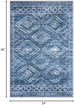 KILOCOCO Entryway Rug 2x3 Washable Rug Door Mat Indoor, Stonewashed Blue - Image 2