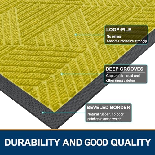 Smiry Front Door Mat Outside Entrance, Low Profile Rubber Doormat - Image 4