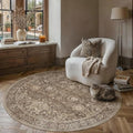HUGEAR 4x4 Round Rugs Brown Vintage Rug by HUGEAR