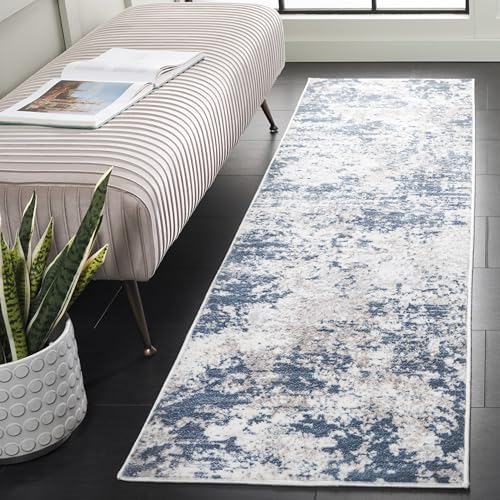 SAFAVIEH Amelia Runner Rug 2'2"x20', Dark Blue & Grey ALA705M - Image 5