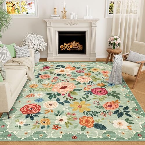 DUKINO 5x7 Area Rug, Floral Rugs by DUKINO
