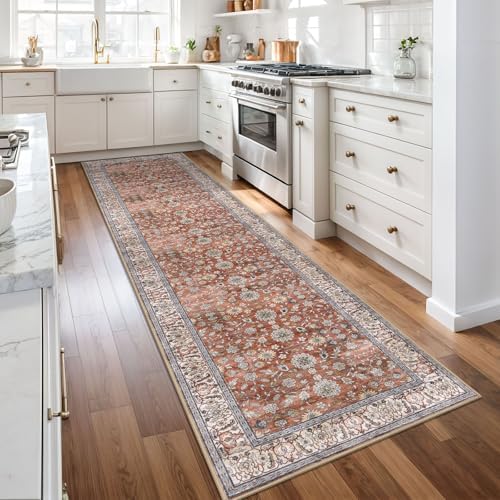 KUTA Vintage Washable Runner Rug, 2.6x10 Red Clay Runners - Image 3