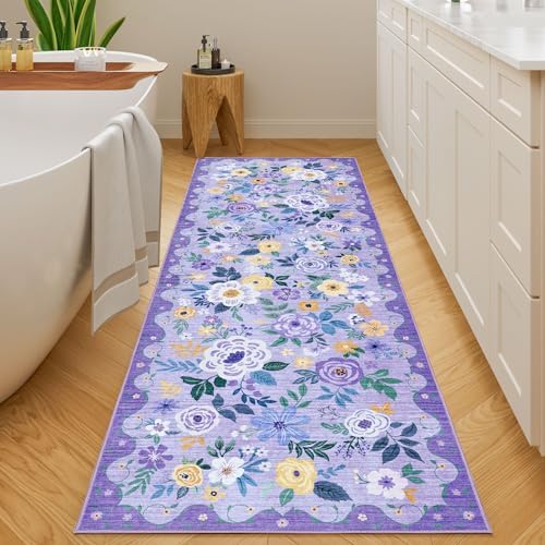 DUKINO 2x10 Runner Rug, Floral Washable Kitchen Runner Rug Non Slip - Image 3