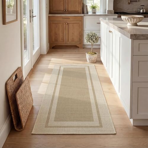 Artoid Mode Beige Absorbent Rectangle Non-Skid Doormat, Home Mats Non Slip - Image 5
