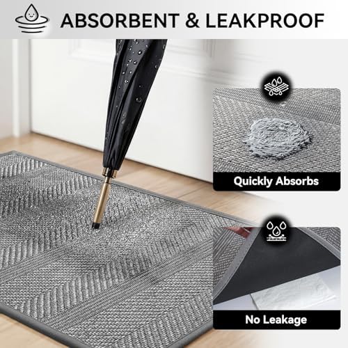 Indoor Door Mat Thin Low Profile Entryway Mats Grey 36"x59" - Image 4