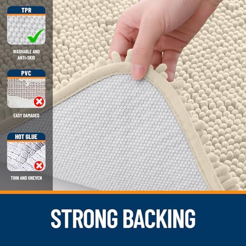 OLANLY Toilet Rugs U-Shaped 24x20, Soft Absorbent Chenille Contour Rugs - Image 6