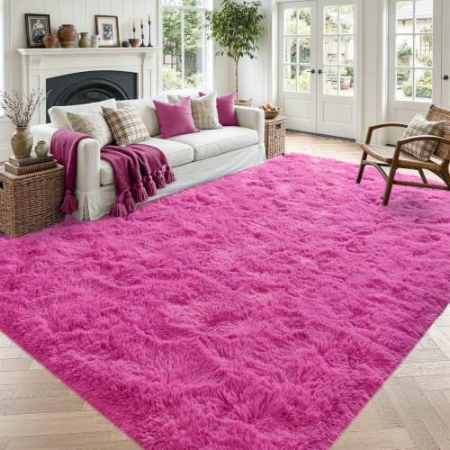 6x9 Large Hot Pink Fluffy Soft Area Rug Non-Slip by ModernHomeDecor