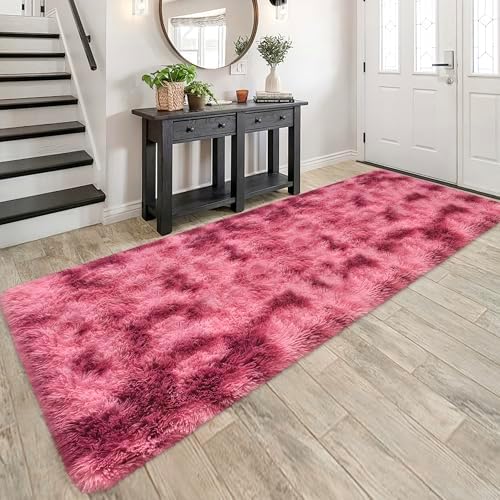 Tie-Dyed Red 3x10 Machine Washable Runner Rugs - Image 2